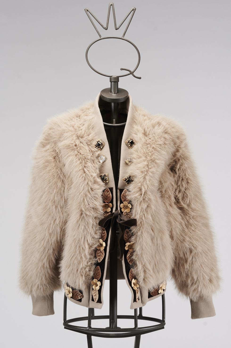 Save The Queen Giacchino in ecopelliccia beige Vendita Economica
