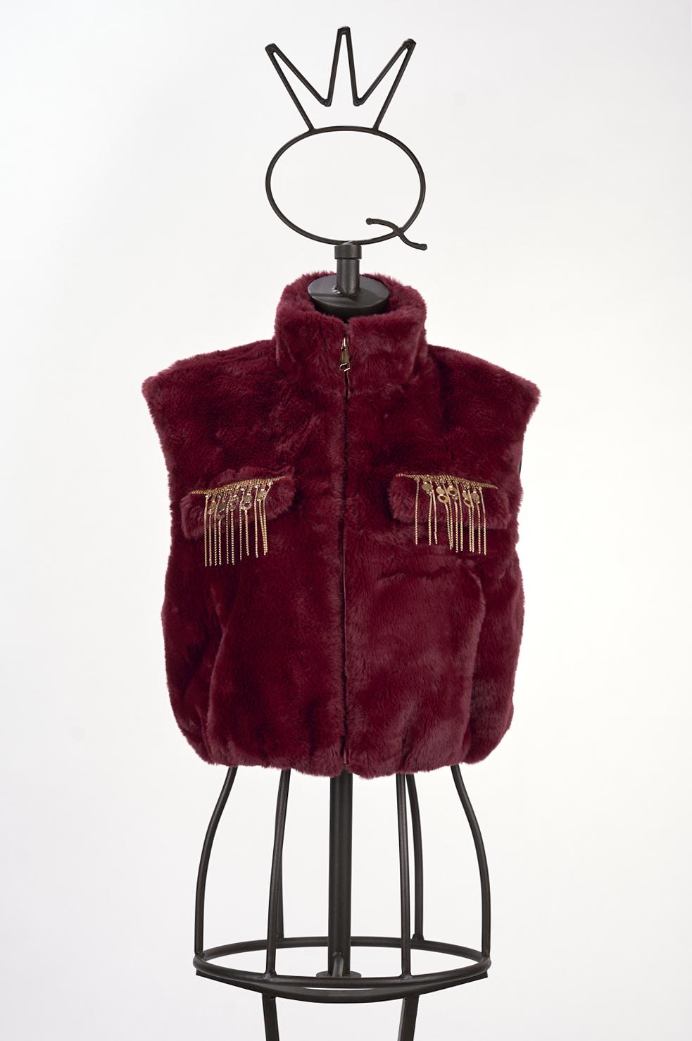 Save The Queen Gilet in ecopelliccia bordeaux Saldi Di Fabbrica