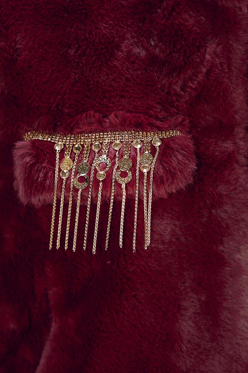 Save The Queen Gilet in ecopelliccia bordeaux Saldi Di Fabbrica