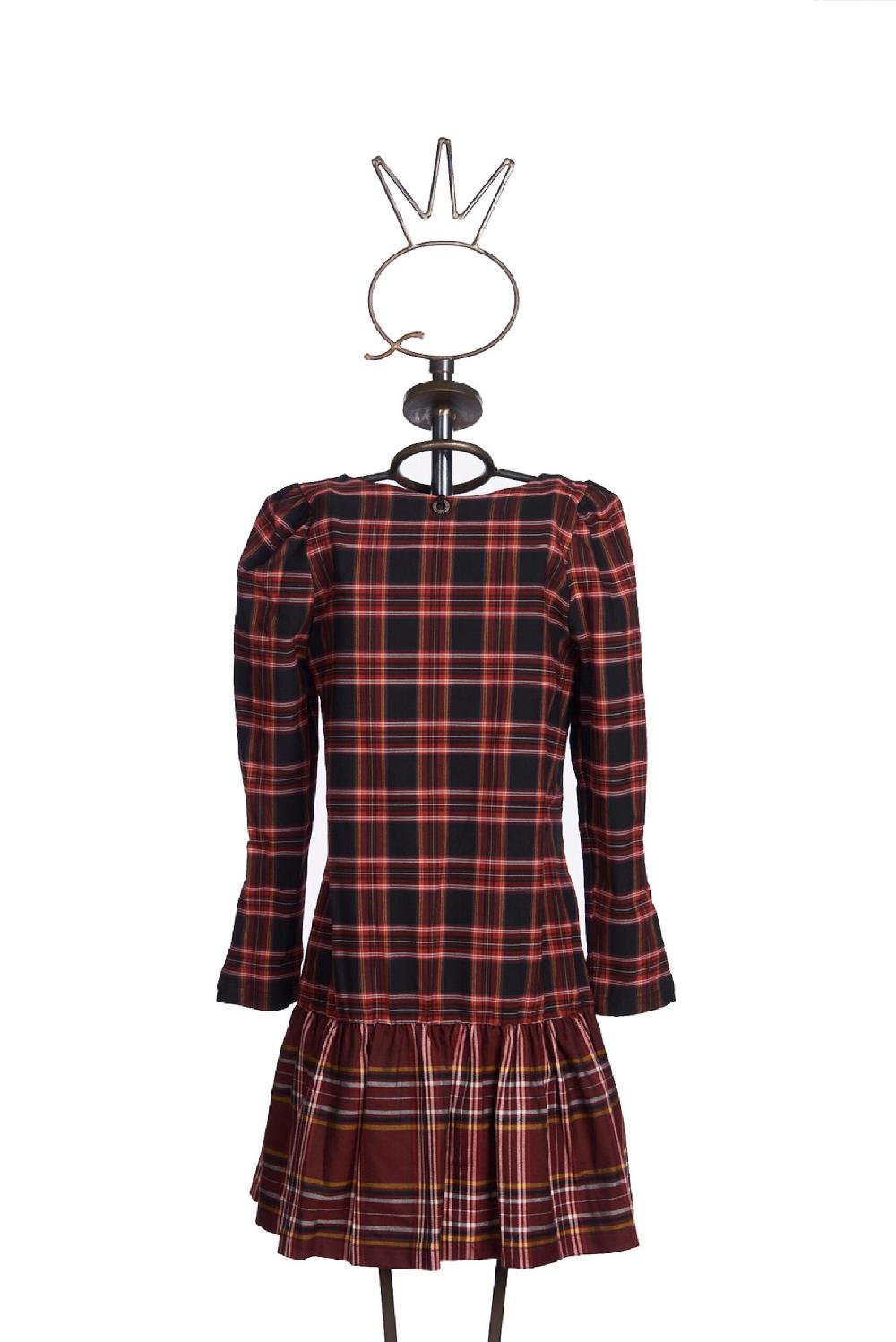 Save The Queen vestito corto in tessuto tartan con ricamo Acquista Ora