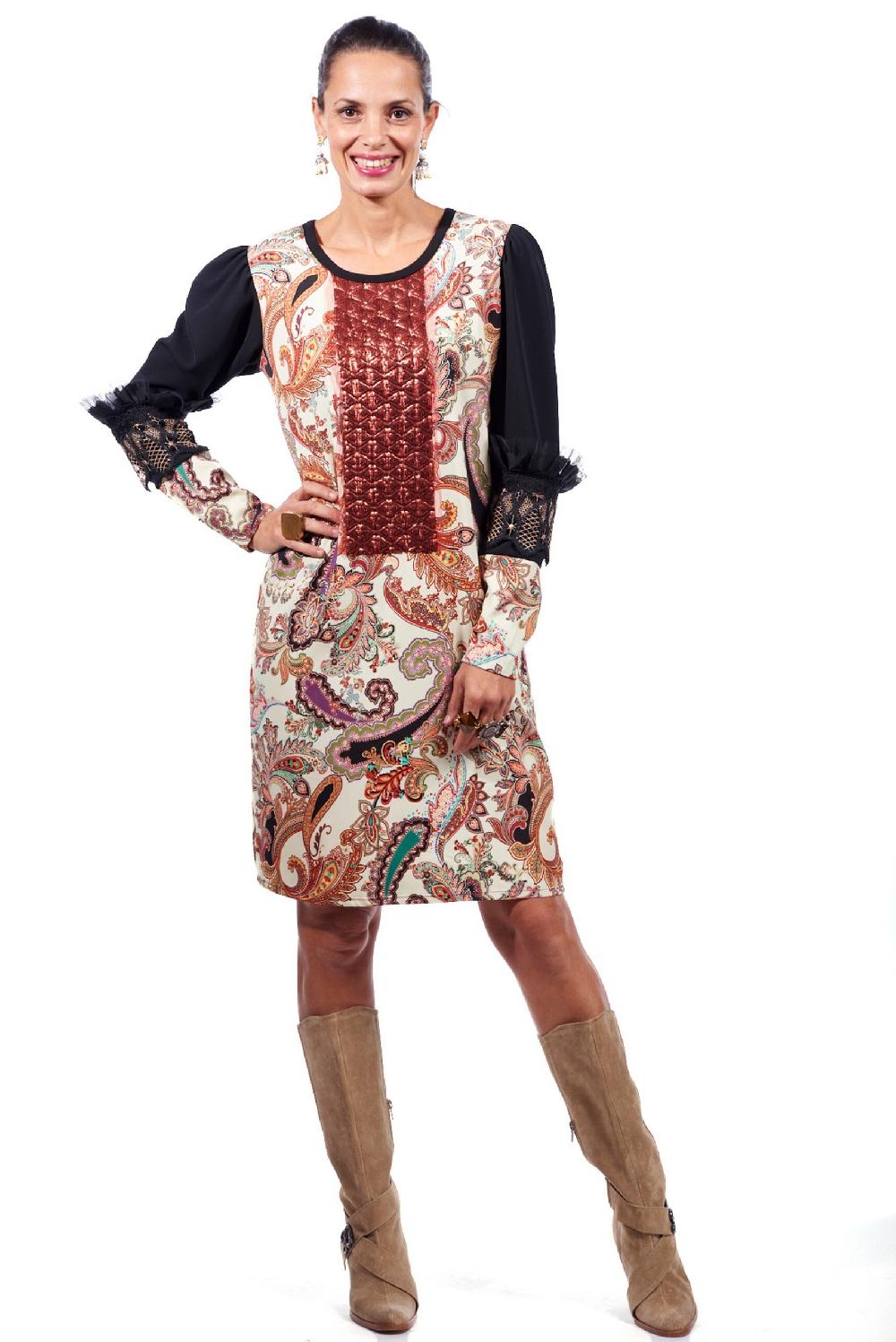 Save The Queen vestito al ginocchio con stampa e ricami Consegna Veloce