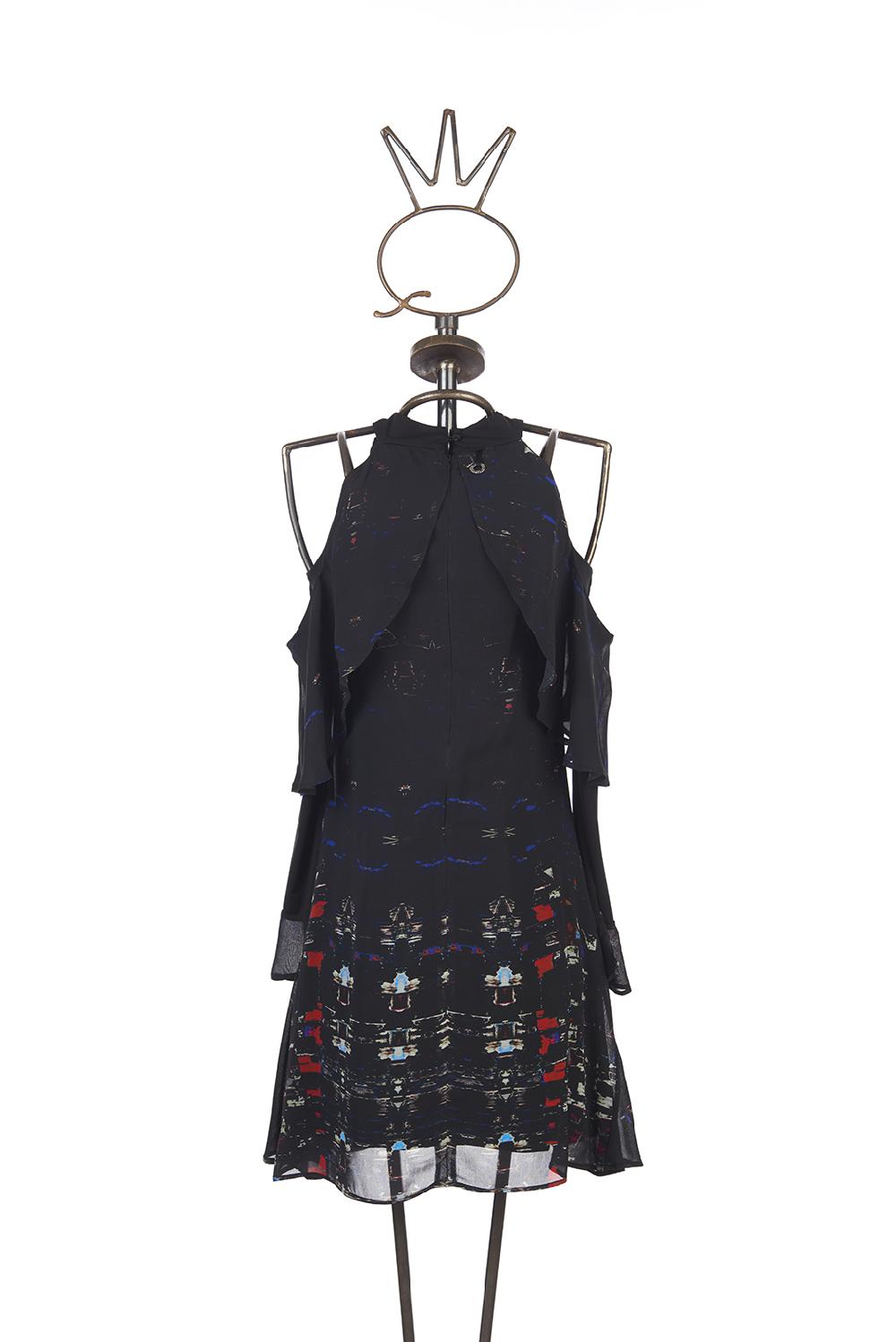 Save The Queen vestito corto in voile di viscosa stampato 2025