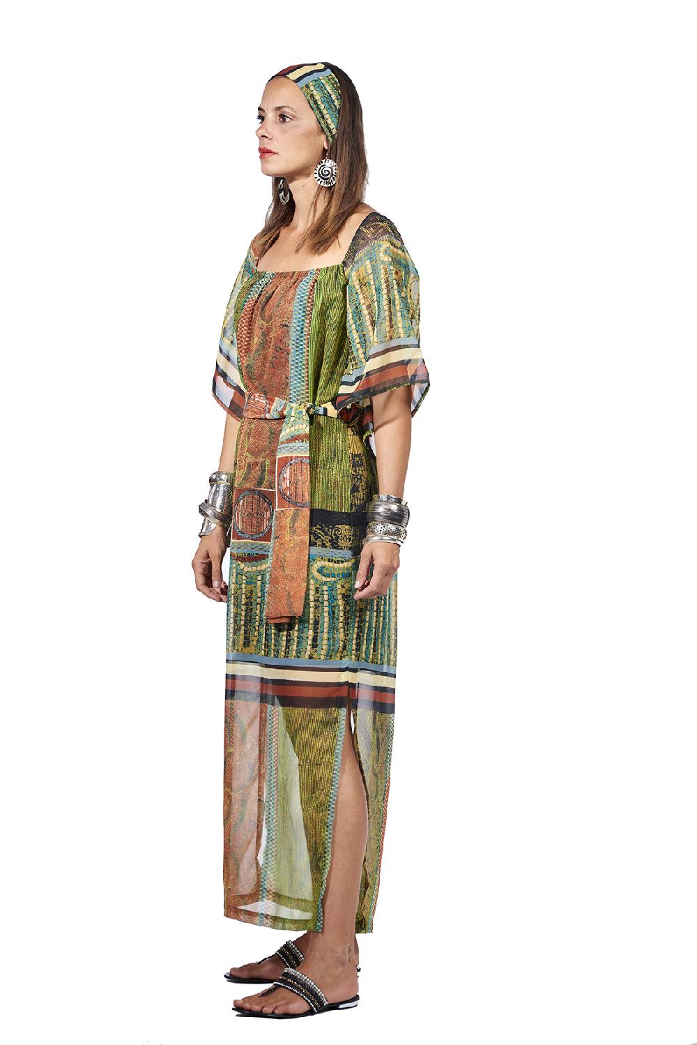 Save The Queen Vestito lungo con stampa dedicata all’Africa Nuovo