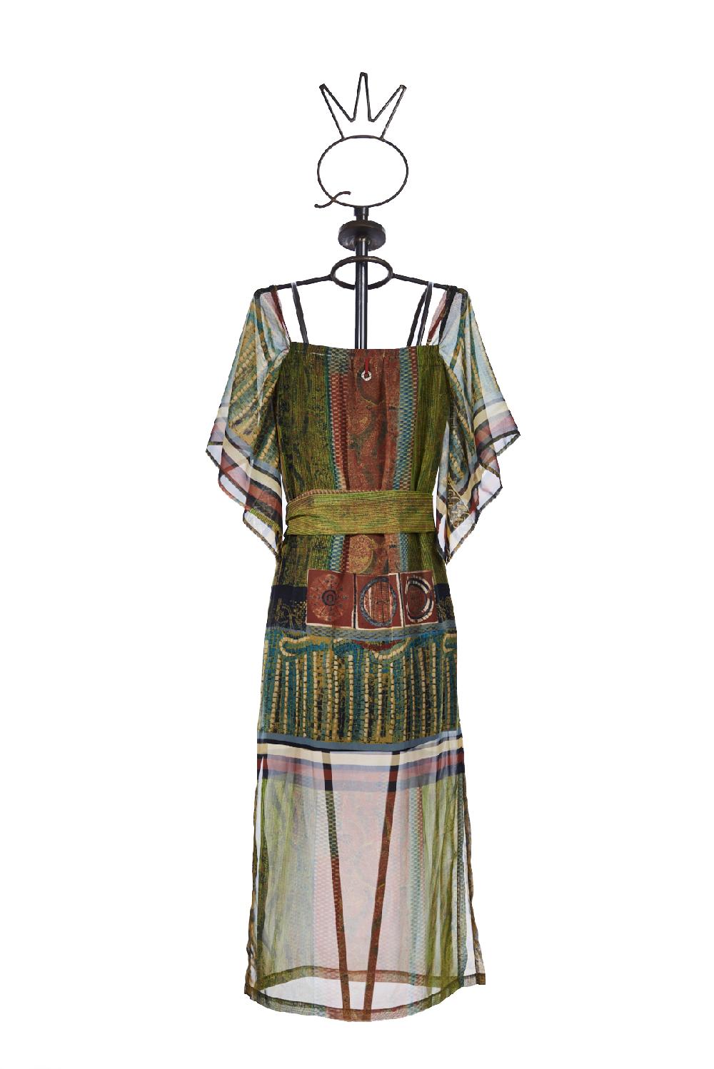 Save The Queen Vestito lungo con stampa dedicata all’Africa Nuovo