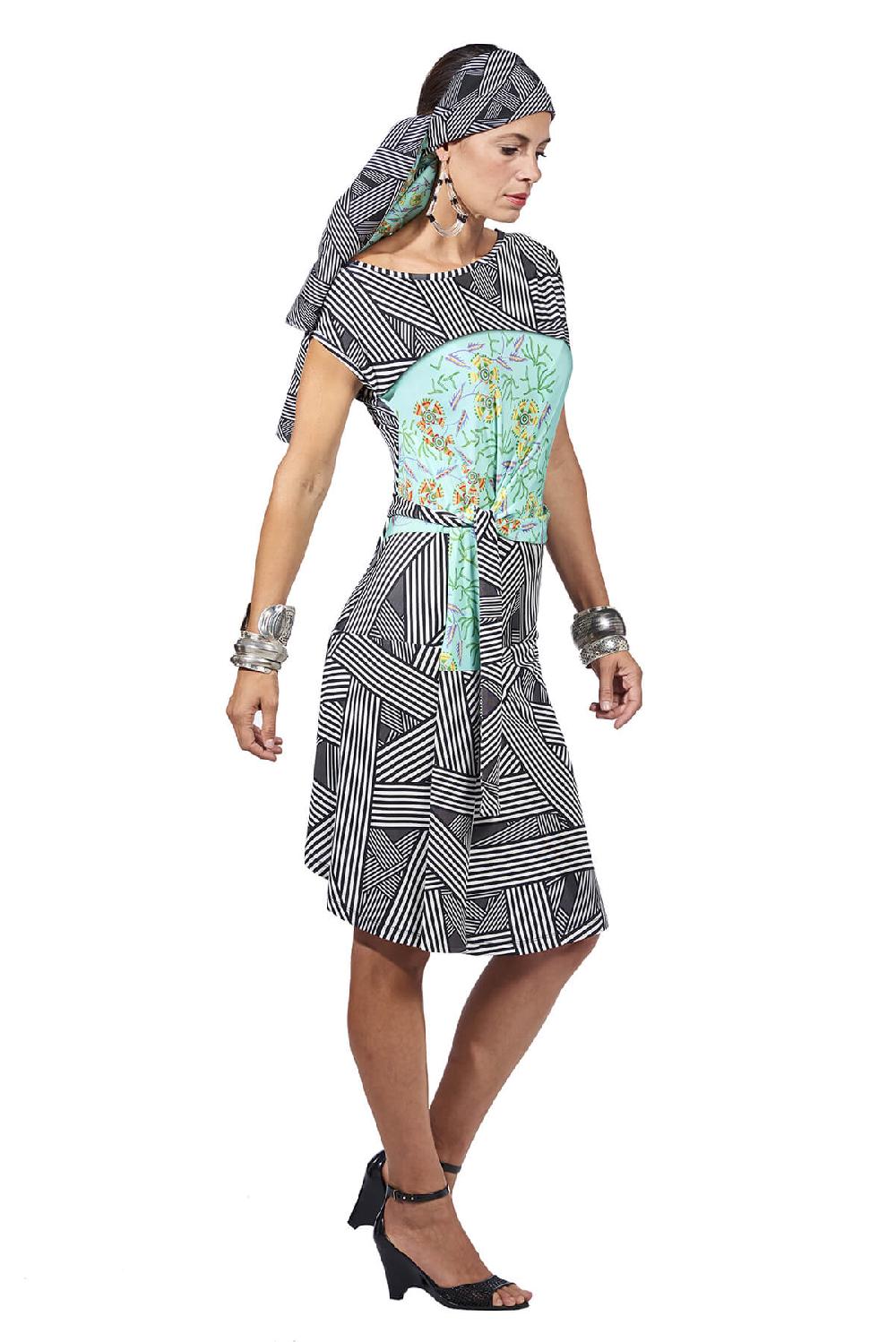 Save The Queen Vestito in jersey di viscosa con stampa dedicata all’Africa Consegna Veloce