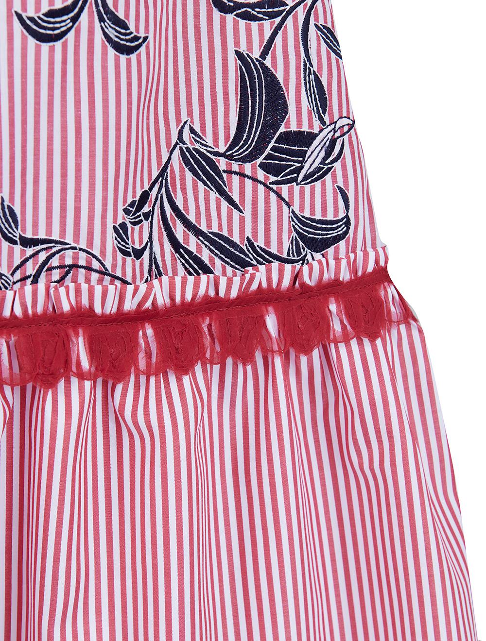 Save The Queen Vestito lungo in tessuto di cotone a righe ricamato Qualità
