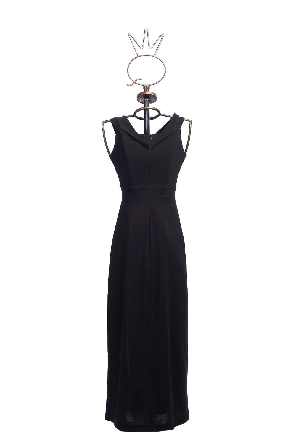 Save The Queen vestito lungo in crepe nero Vendita