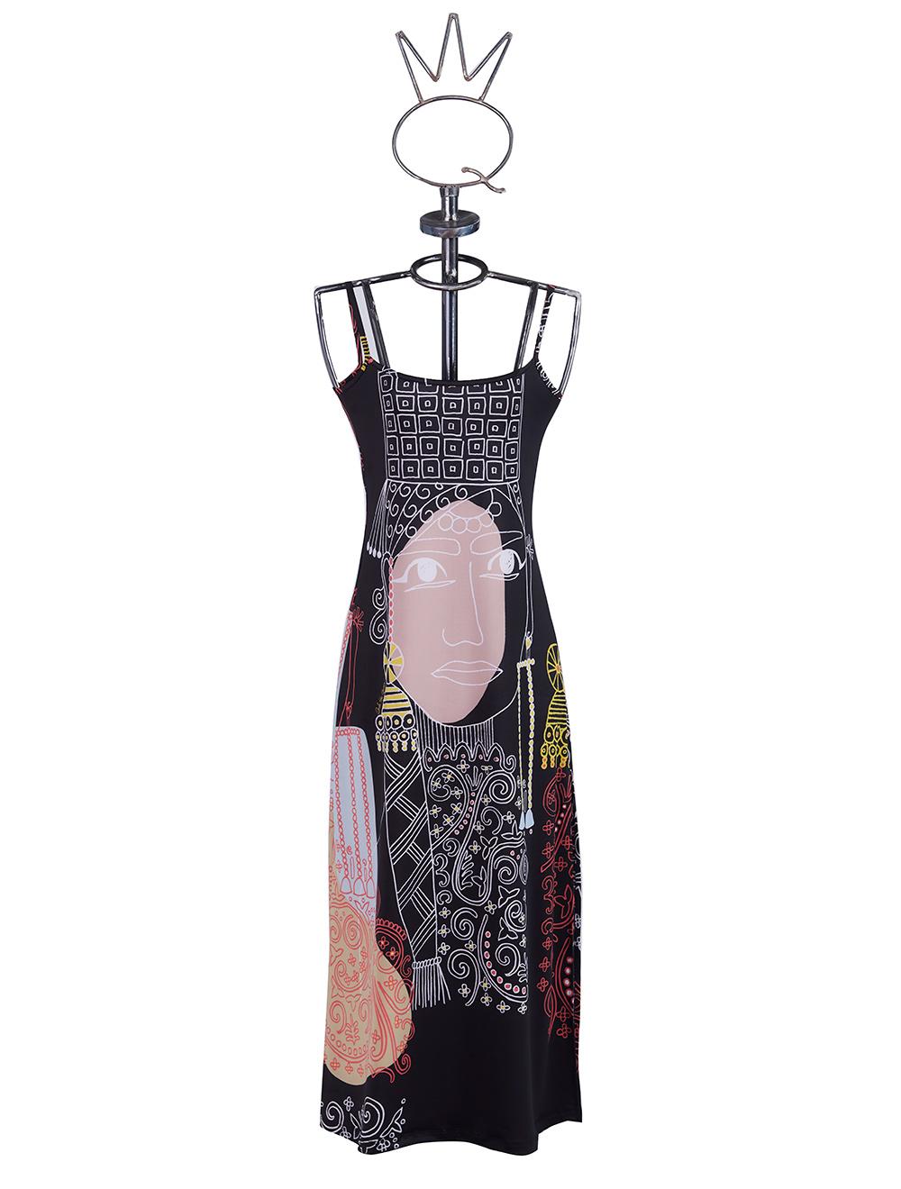 Save The Queen Vestito lungo con stampa astratta dedicata alle donne africane e poncho in tulle operato Spedizione Gratuita