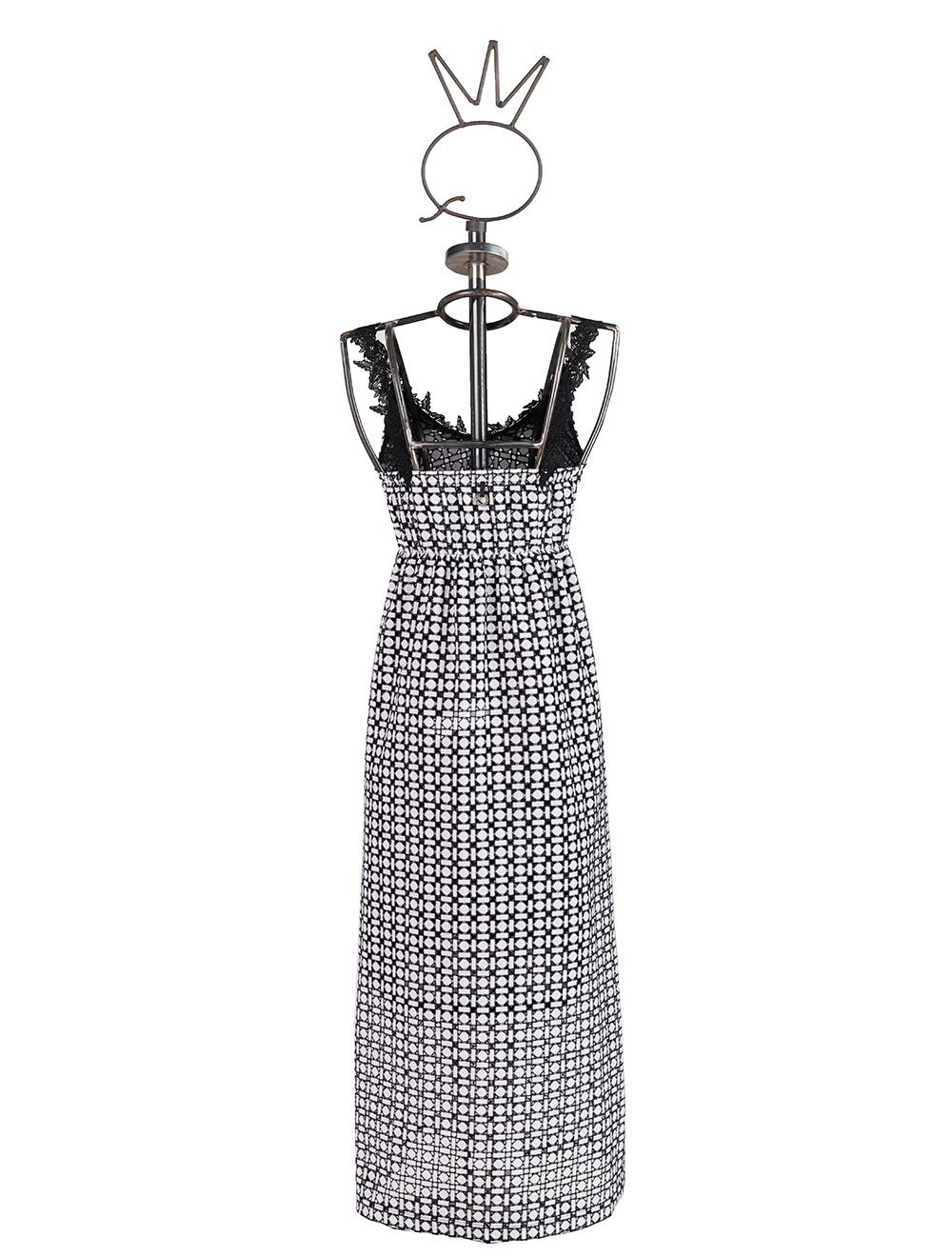 Save The Queen Vestito lungo in sangallo di cotone bianco e nero Soddisfazione Garantita