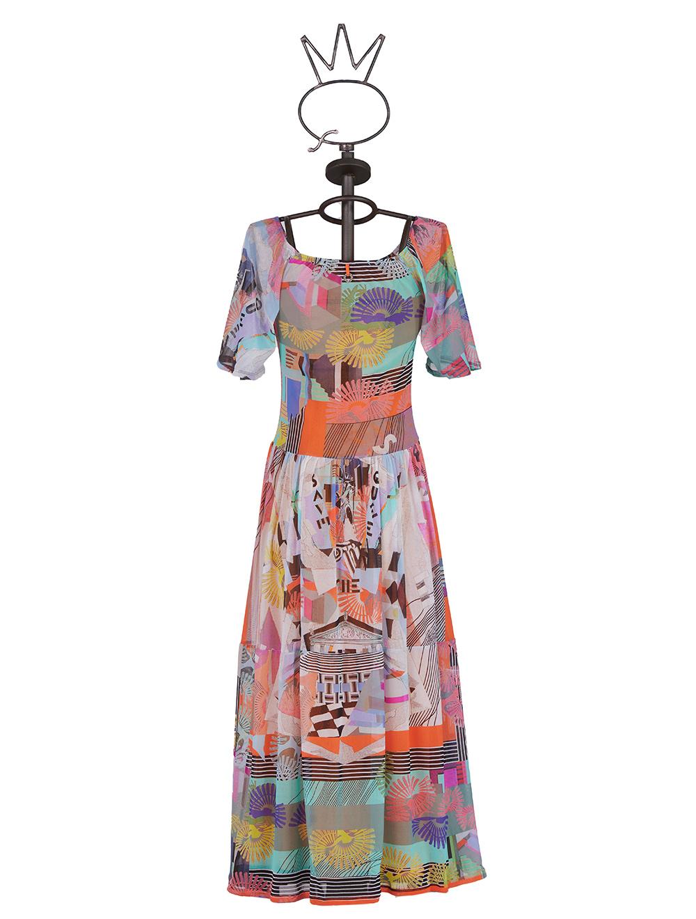 Save The Queen Vestito lungo in tulle con stampa dedicata alla Grecia Qualità Garantita