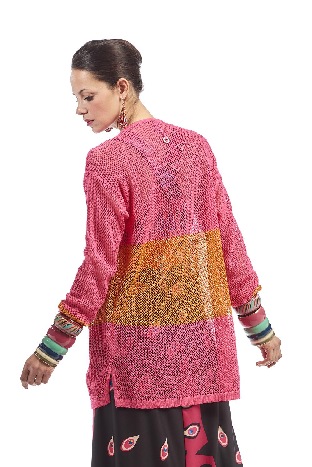 Save The Queen Cardigan fucsia e arancio Fino Al -60%