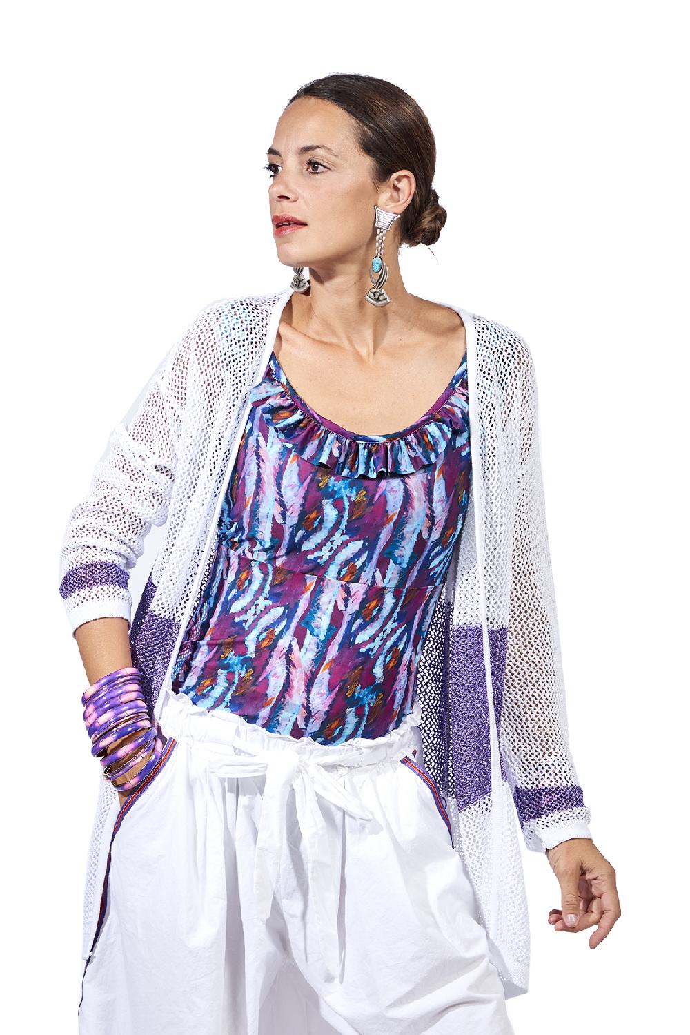 Save The Queen Cardigan bianco e lilla Convenienza