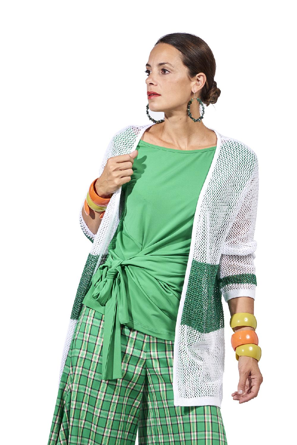 Save The Queen Cardigan bianco e verde
