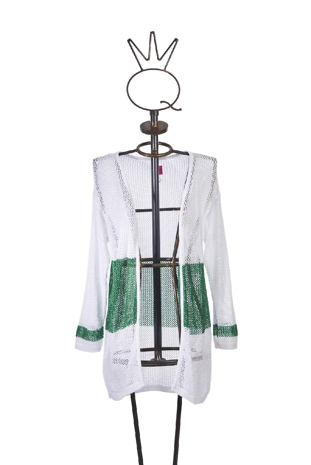 Save The Queen Cardigan bianco e verde Presa