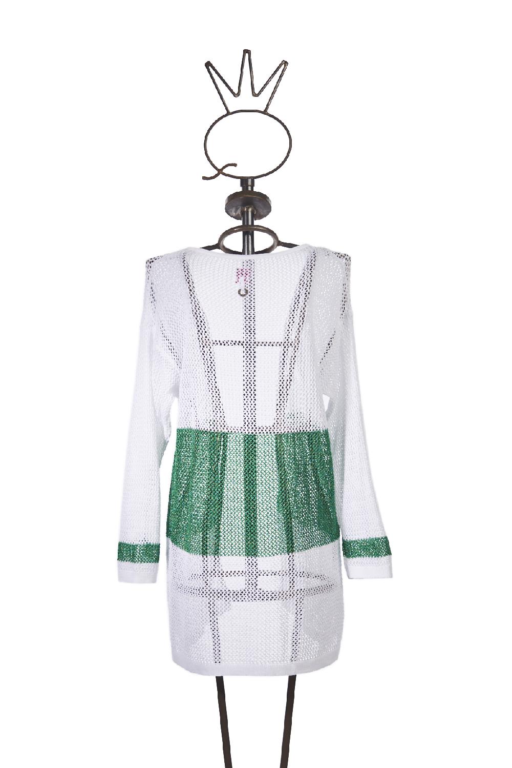 Save The Queen Cardigan bianco e verde Presa
