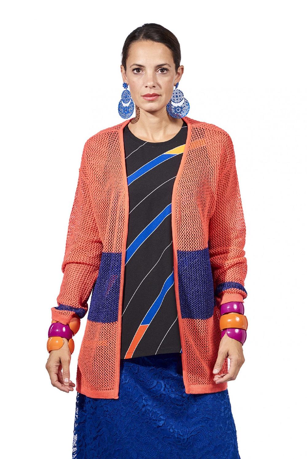 Save The Queen Cardigan corallo e viola Sconto