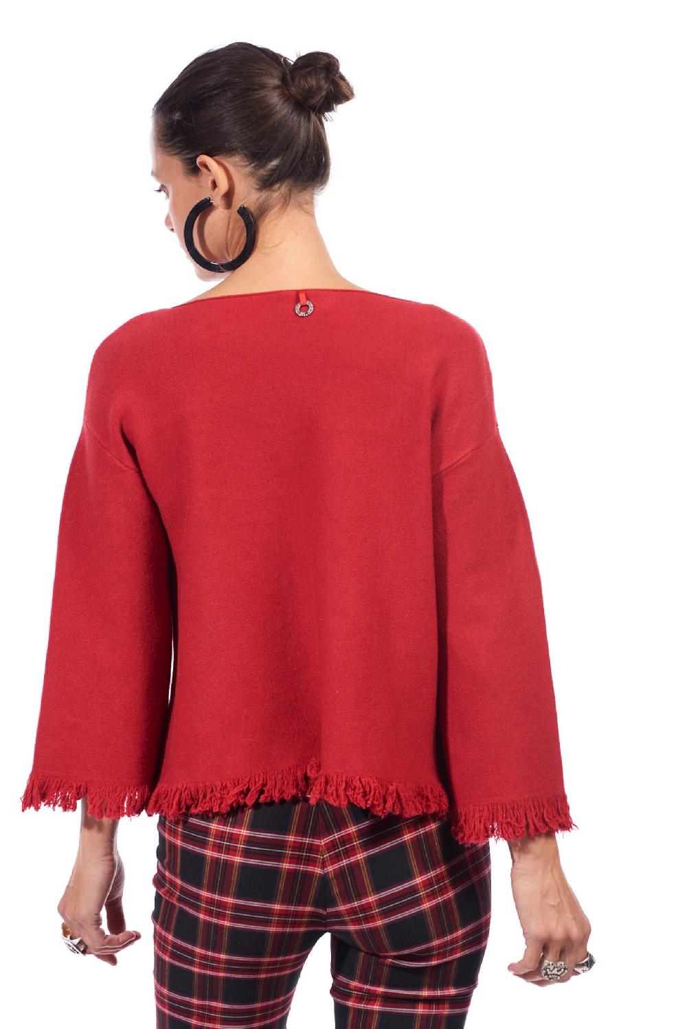 Save The Queen maglia rossa con bottoni ricamati Vendita Economica