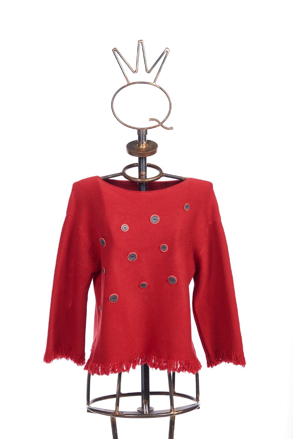 Save The Queen maglia rossa con bottoni ricamati Vendita Economica