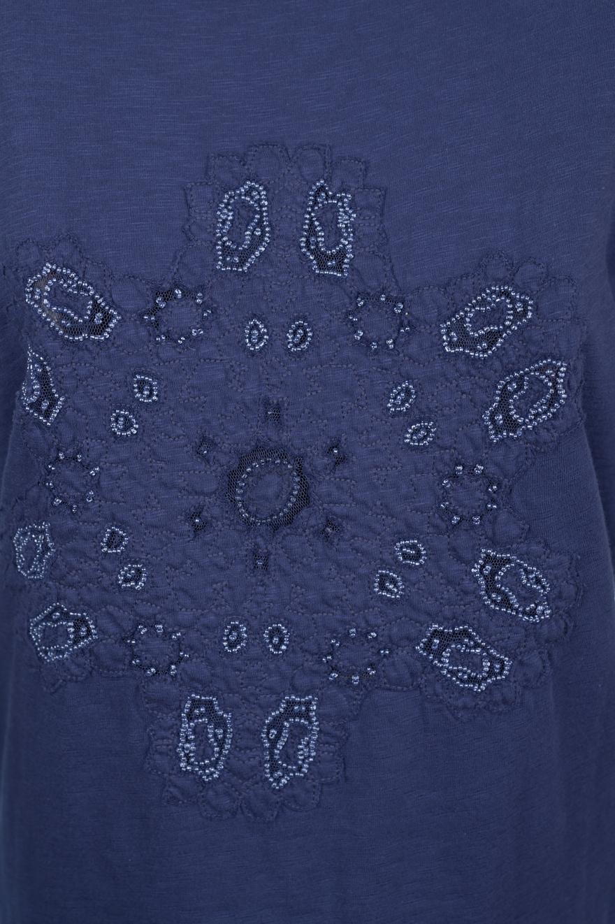 Save The Queen Maglia blu ricamata Comprare a buon mercato