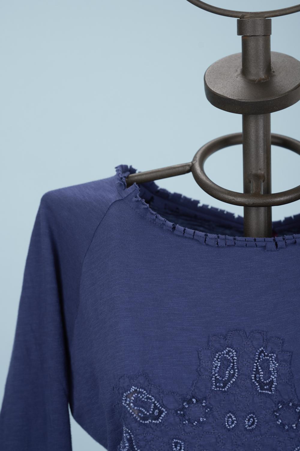 Save The Queen Maglia blu ricamata Comprare a buon mercato