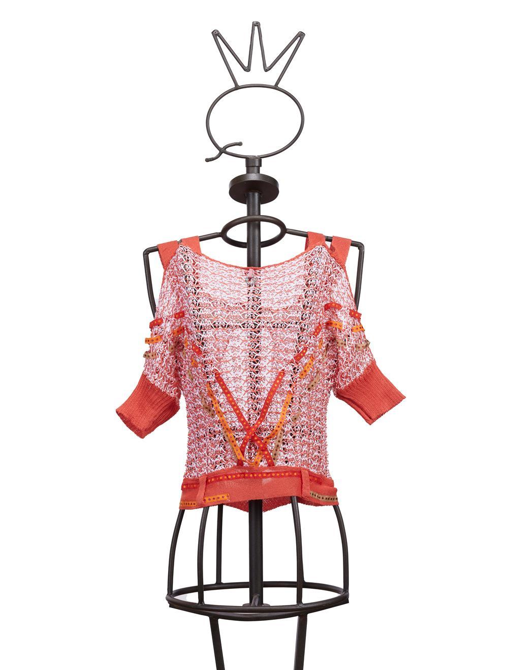 Save The Queen Maglia arancione in tricot di cotone e lino Shopping online