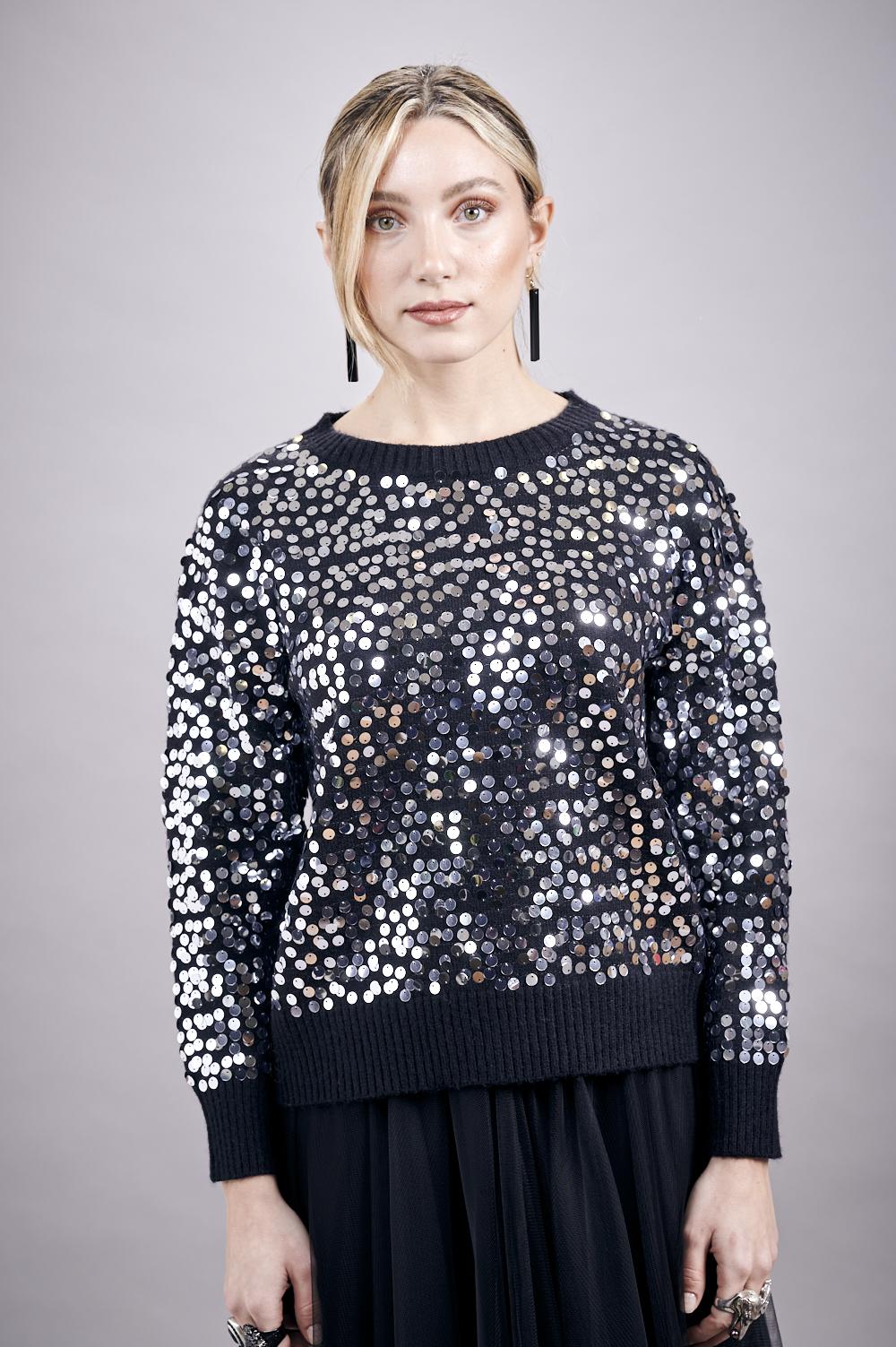 Save The Queen Maglia in tricot con paillettes