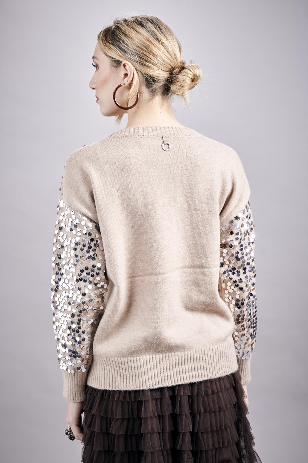 Save The Queen Maglia in tricot con paillettes Offerta natalizia