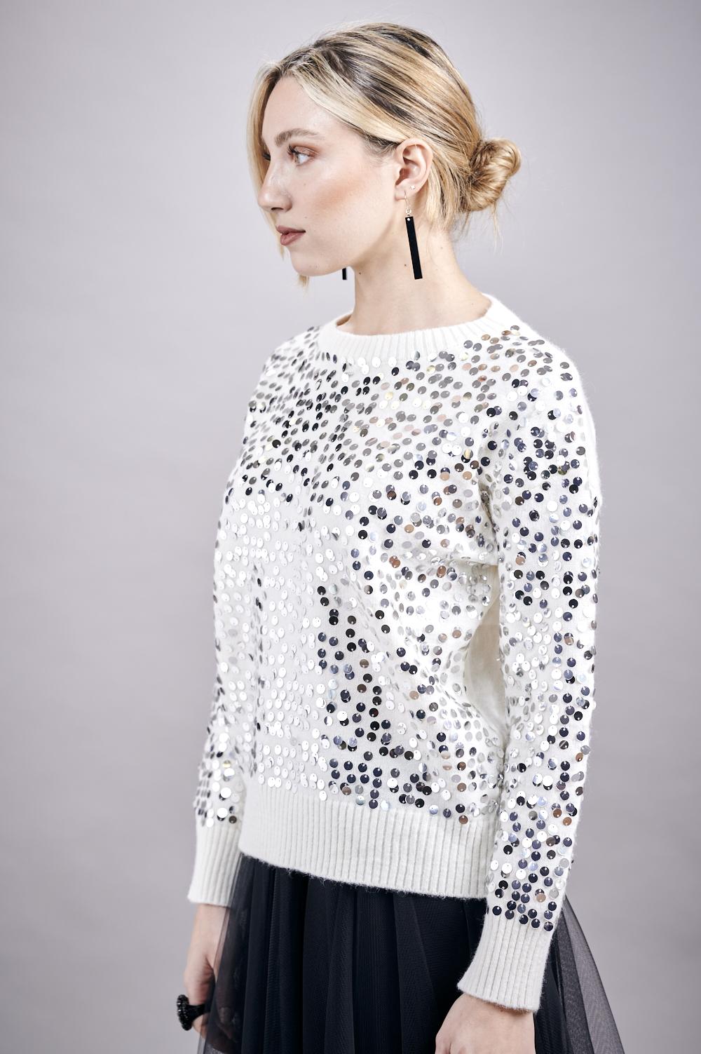 Save The Queen Maglia in tricot con paillettes Offerta Pasqua