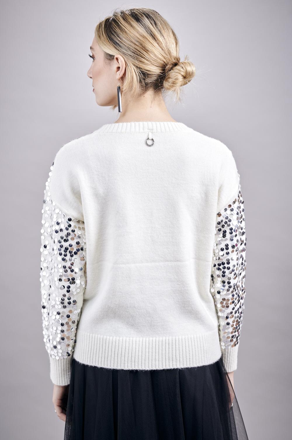Save The Queen Maglia in tricot con paillettes Offerta Pasqua