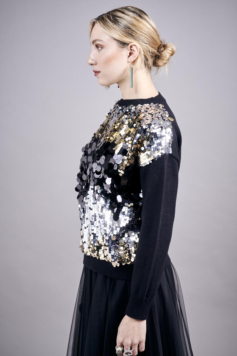 Save The Queen Maglia in tricot con paillettes Offerta per la Festa della Mamma