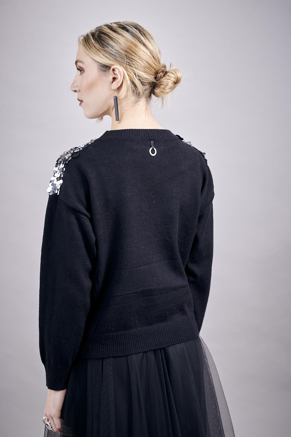 Save The Queen Maglia in tricot con paillettes Offerta per la Festa della Mamma