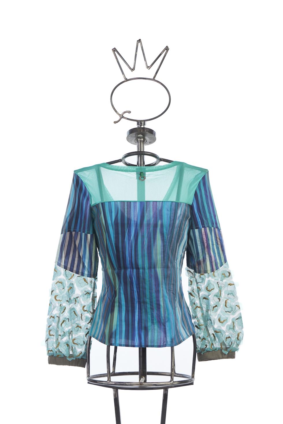 Save The Queen camicia in tessuto di cotone a righe e maniche in tessuto operato Latest fashion