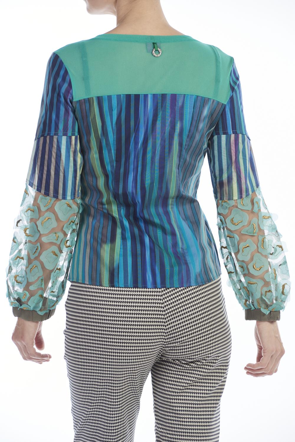 Save The Queen camicia in tessuto di cotone a righe e maniche in tessuto operato Latest fashion