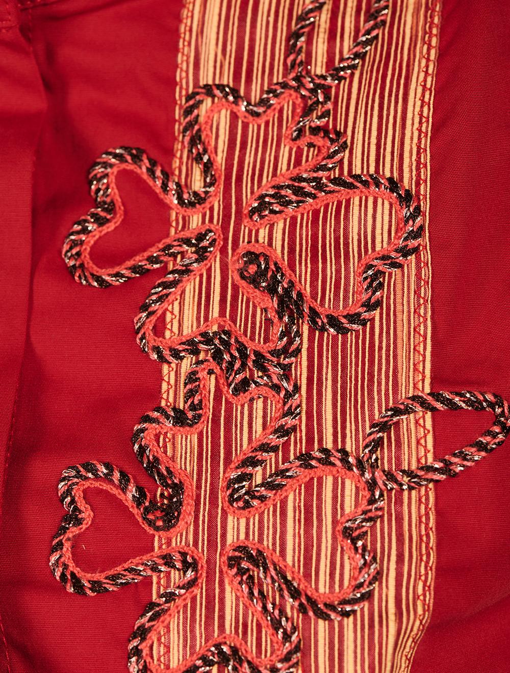 Save The Queen Camicia ricamata rossa e bordeaux Online Outlet