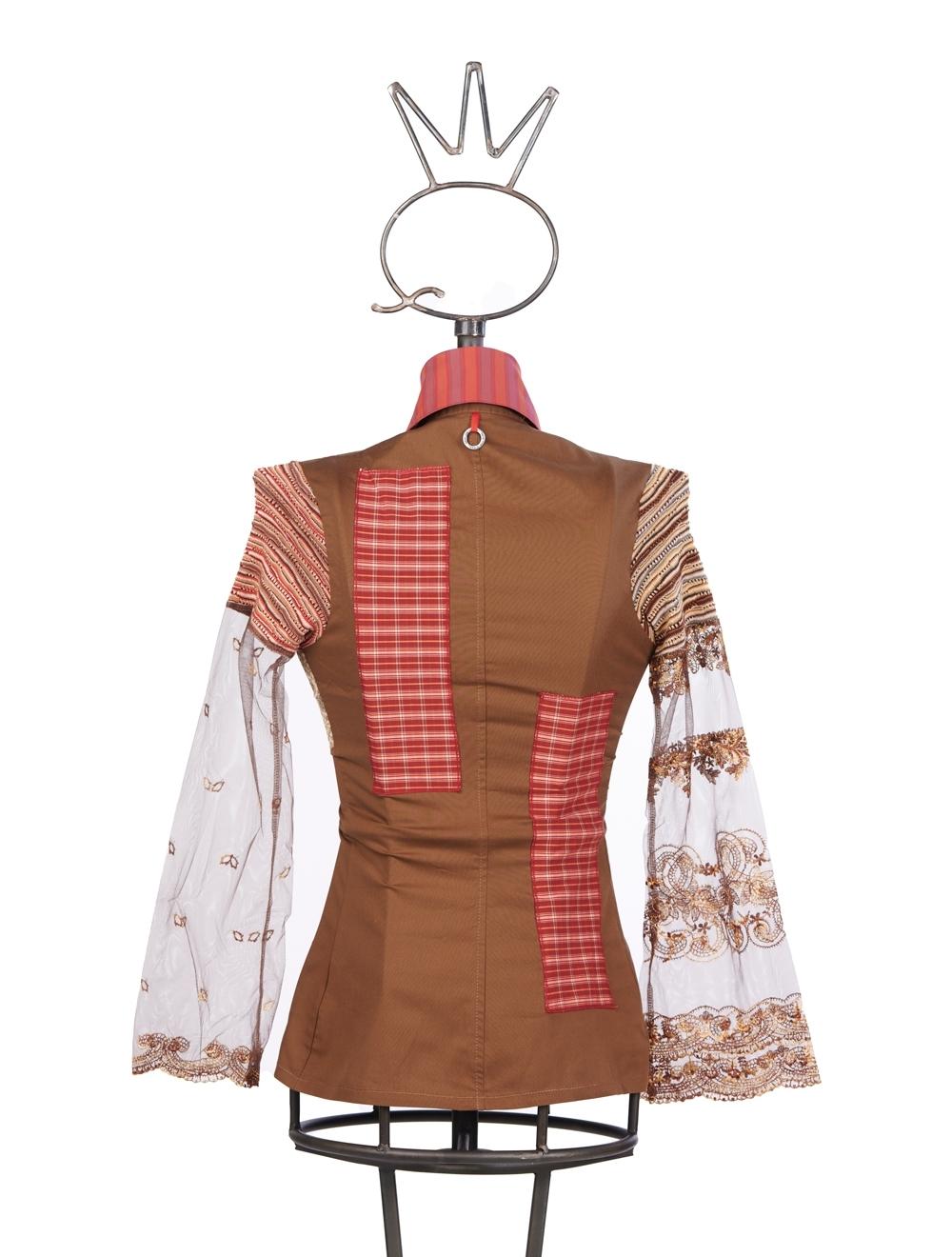 Save The Queen Camicia marrone con ricami e applicazioni Nuovi prodotti