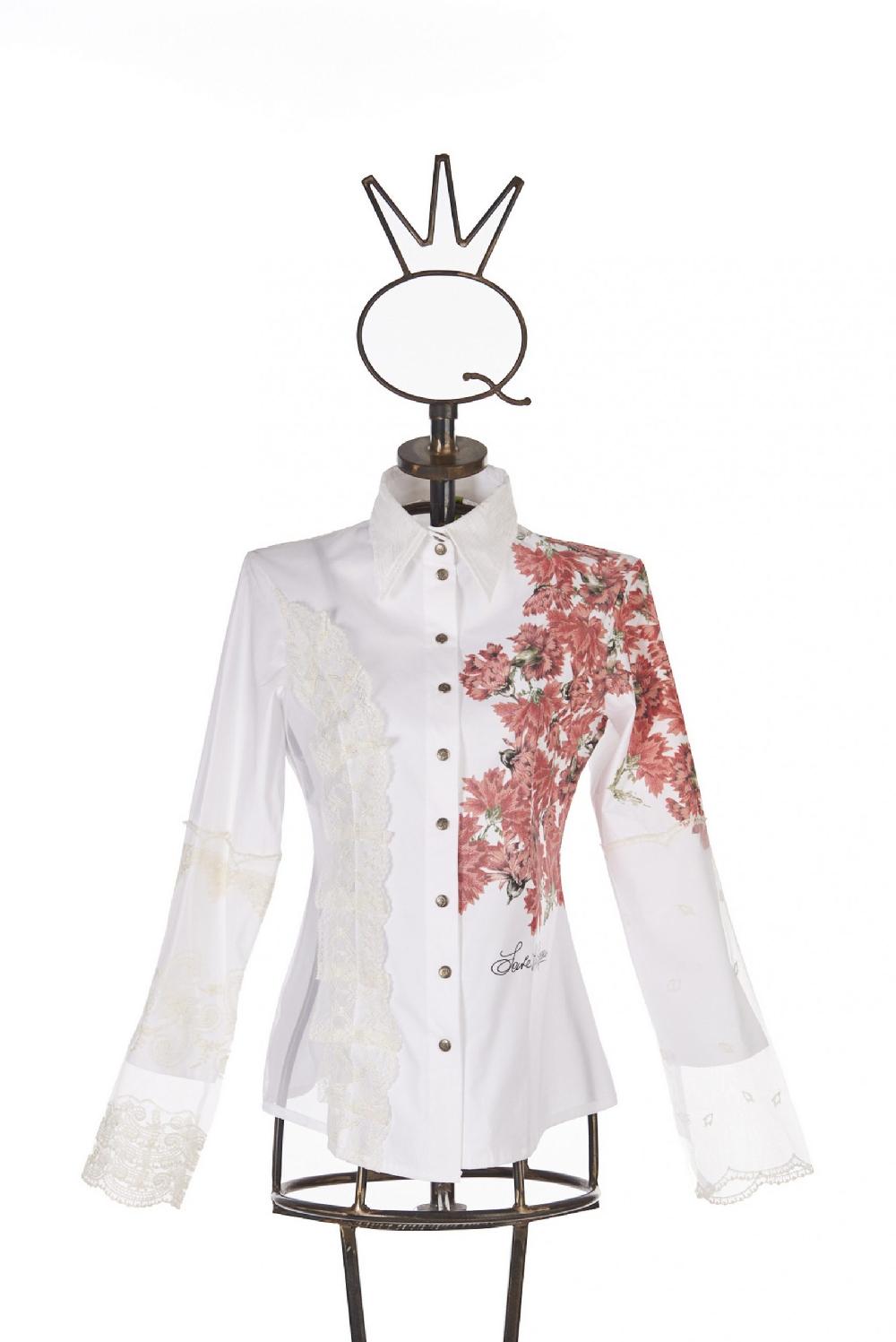 Save The Queen Camicia bianca con stampa floreale e dettagli in pizzo Bestseller