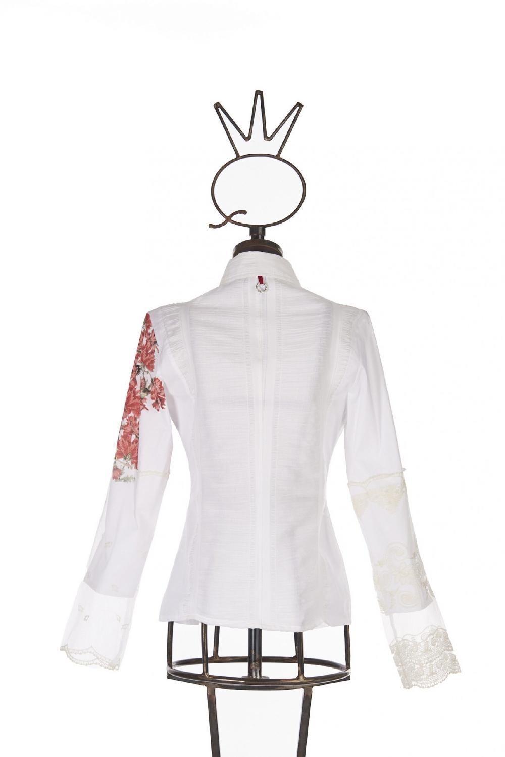 Save The Queen Camicia bianca con stampa floreale e dettagli in pizzo Bestseller