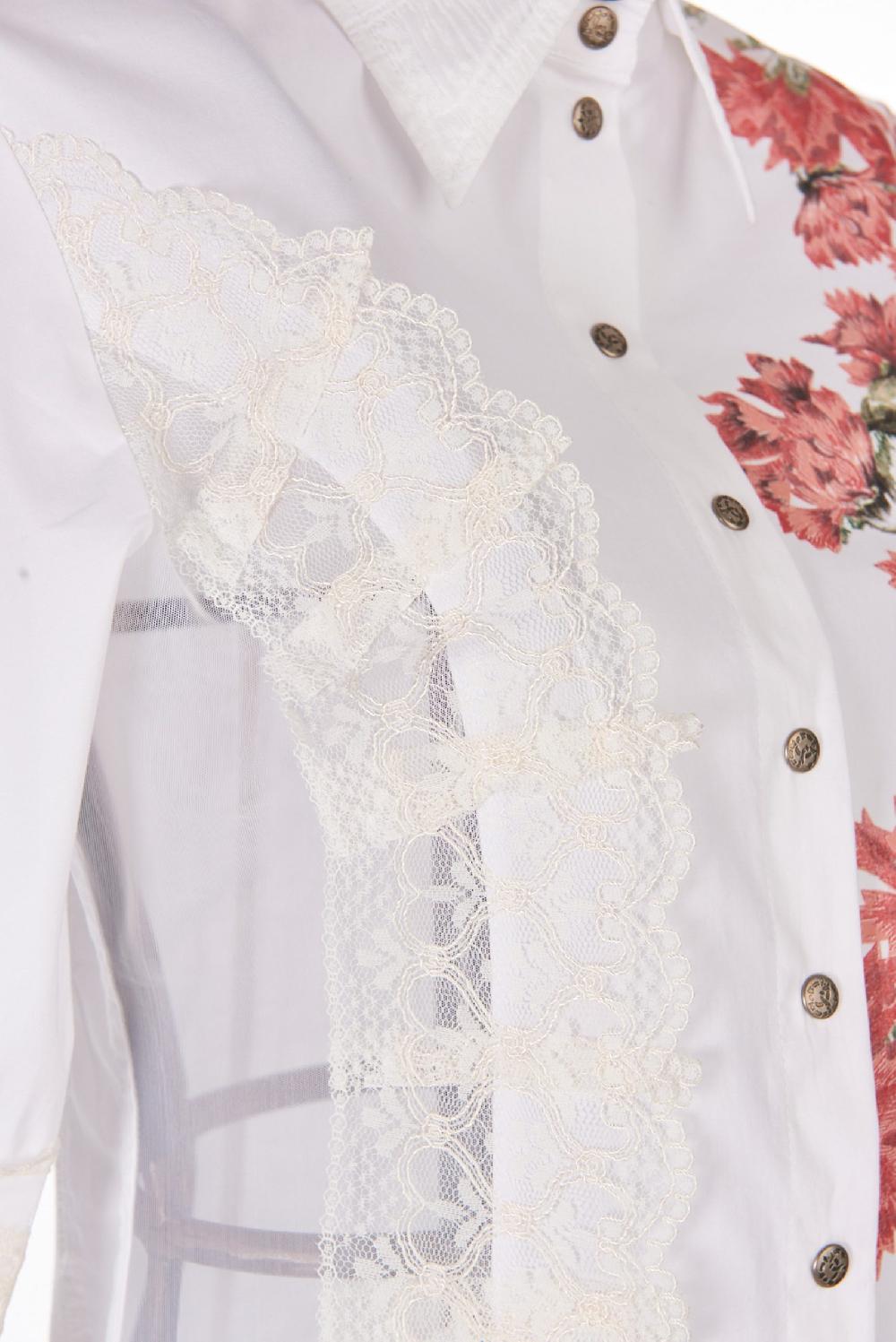 Save The Queen Camicia bianca con stampa floreale e dettagli in pizzo Bestseller