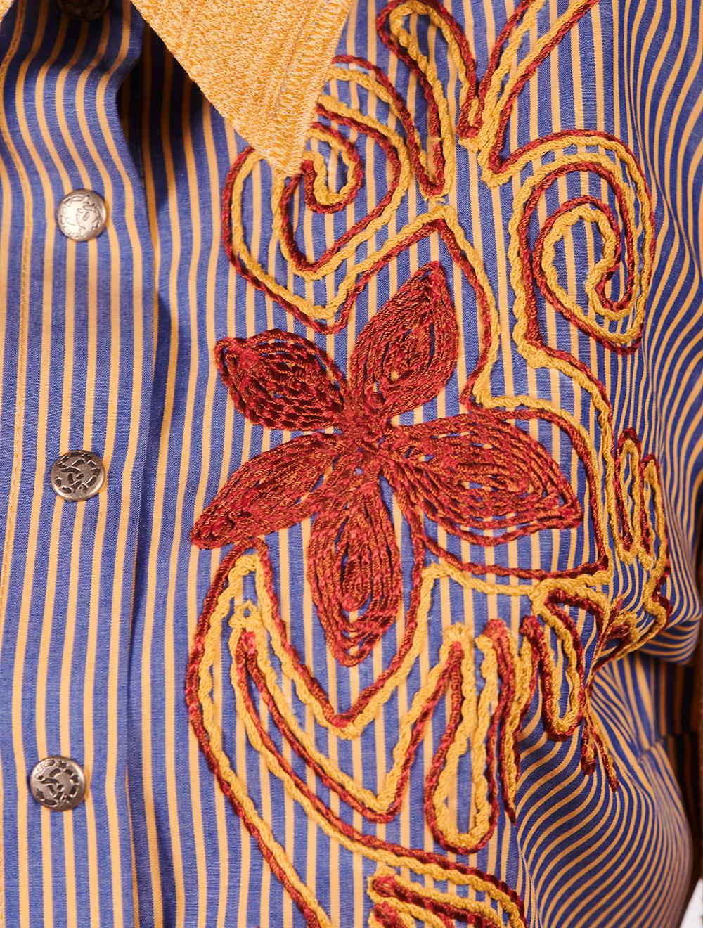 Save The Queen Camicia in tessuto a righe e in maglia con ricamo Comprane uno, ottenene uno gratis