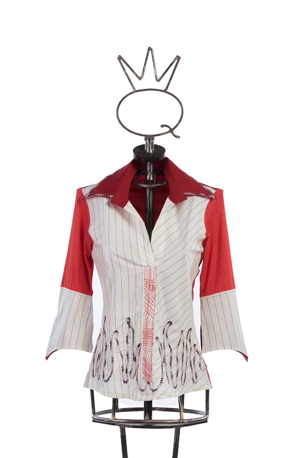 Save The Queen Camicia in cotone a righe con ricami Enormi risparmi