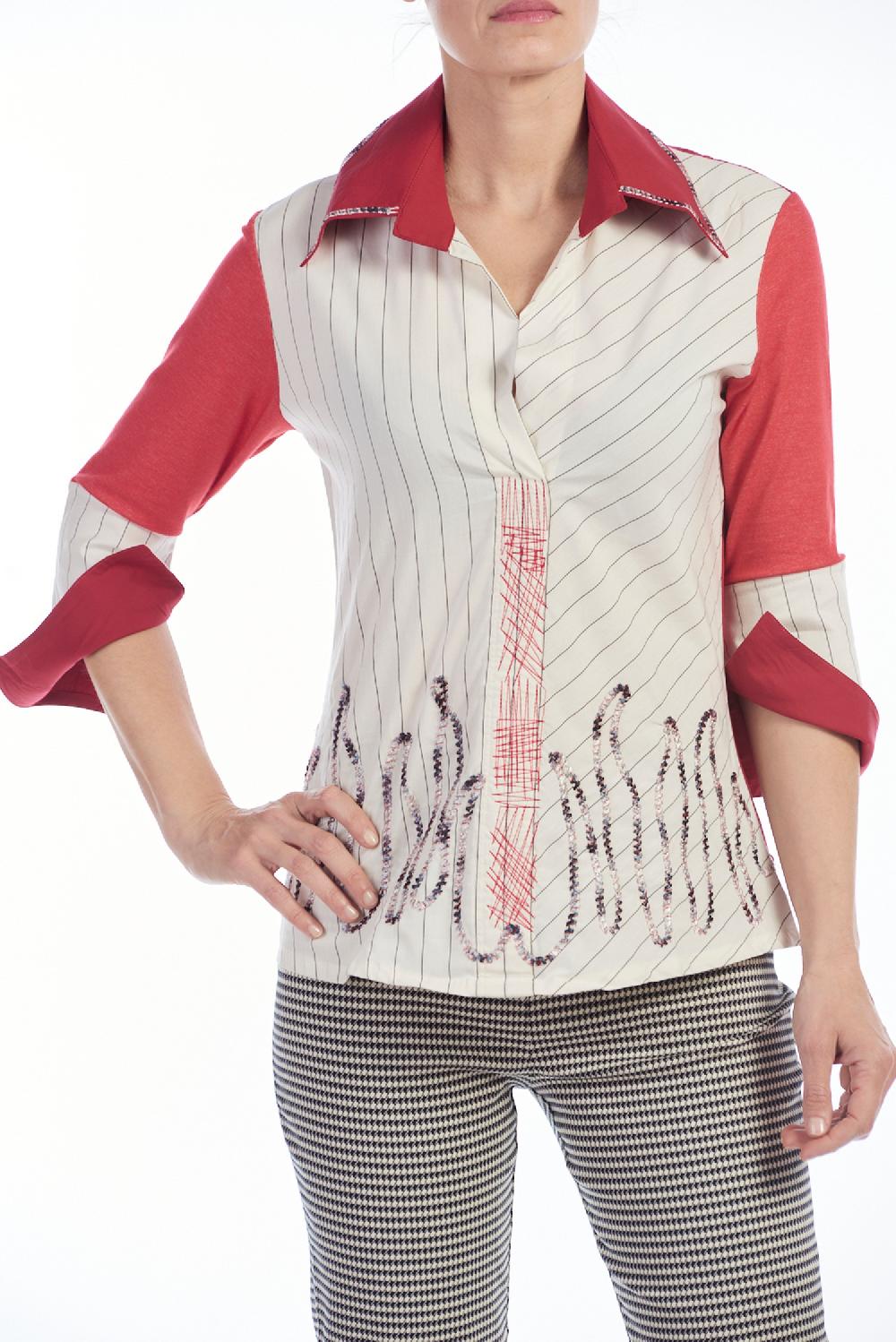 Save The Queen Camicia in cotone a righe con ricami Enormi risparmi