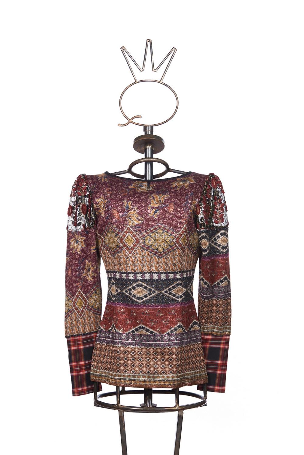 Save The Queen t-shirt lurex a fantasia con dettagli in pizzo e tartan Ritorno libero