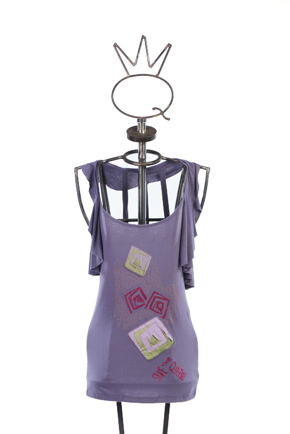 Save The Queen T-shirt in jersey di viscosa con ricami
