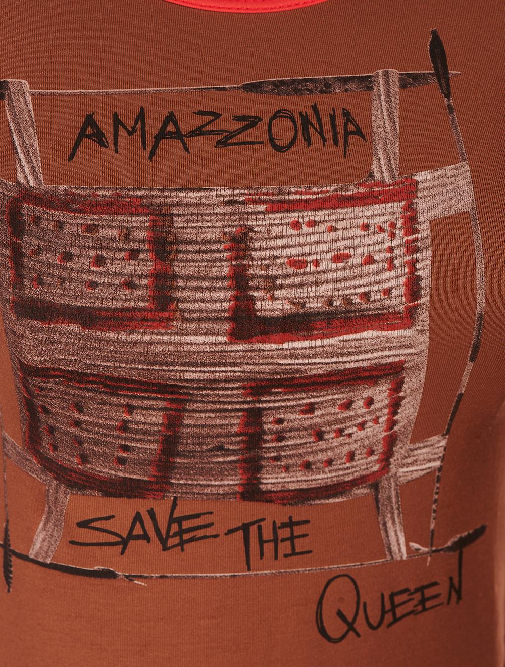Save The Queen T-shirt in jersey e tulle con stampa dedicata all’Amazzonia e dettagli in cotone 50% di sconto con spedizione gratuita