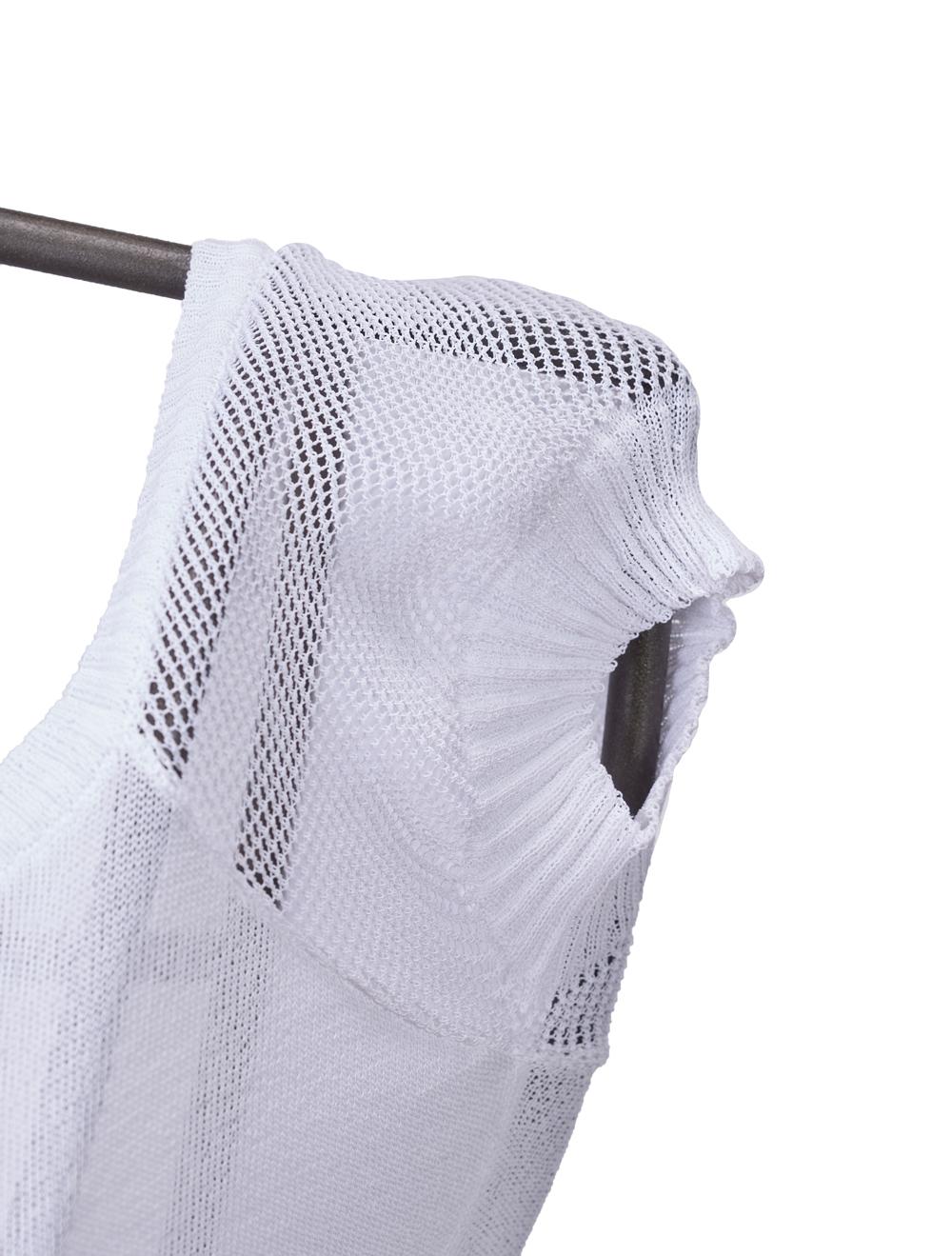 Save The Queen Top bianco in maglia plissé con stampa In vendita