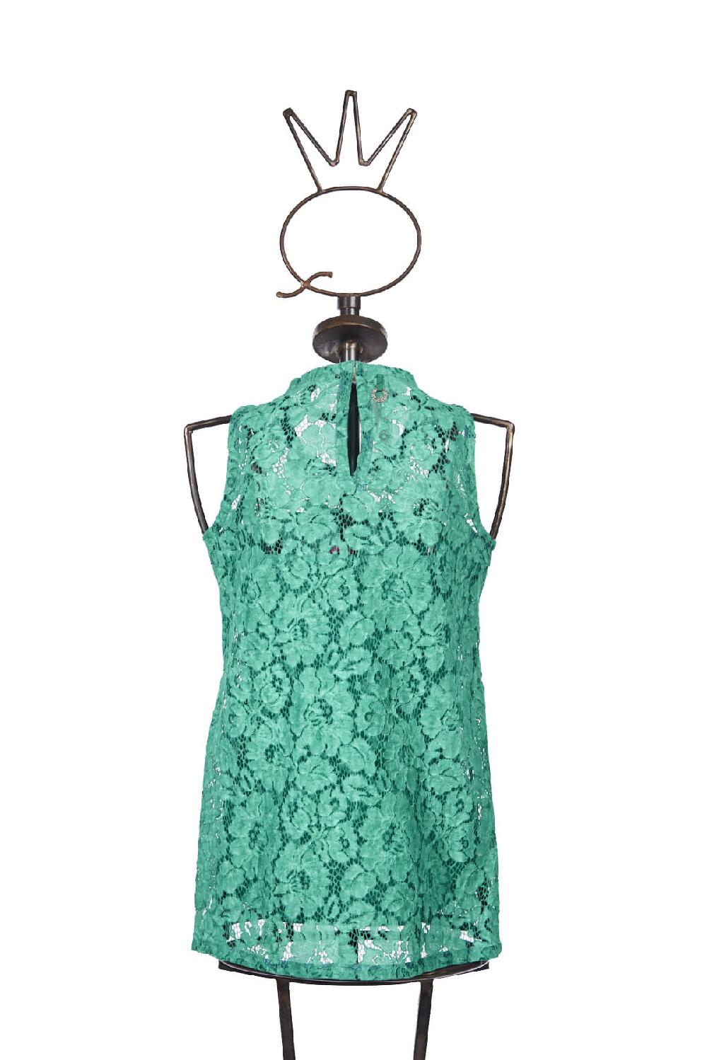 Save The Queen Top in pizzo color verde smeraldo Italy
