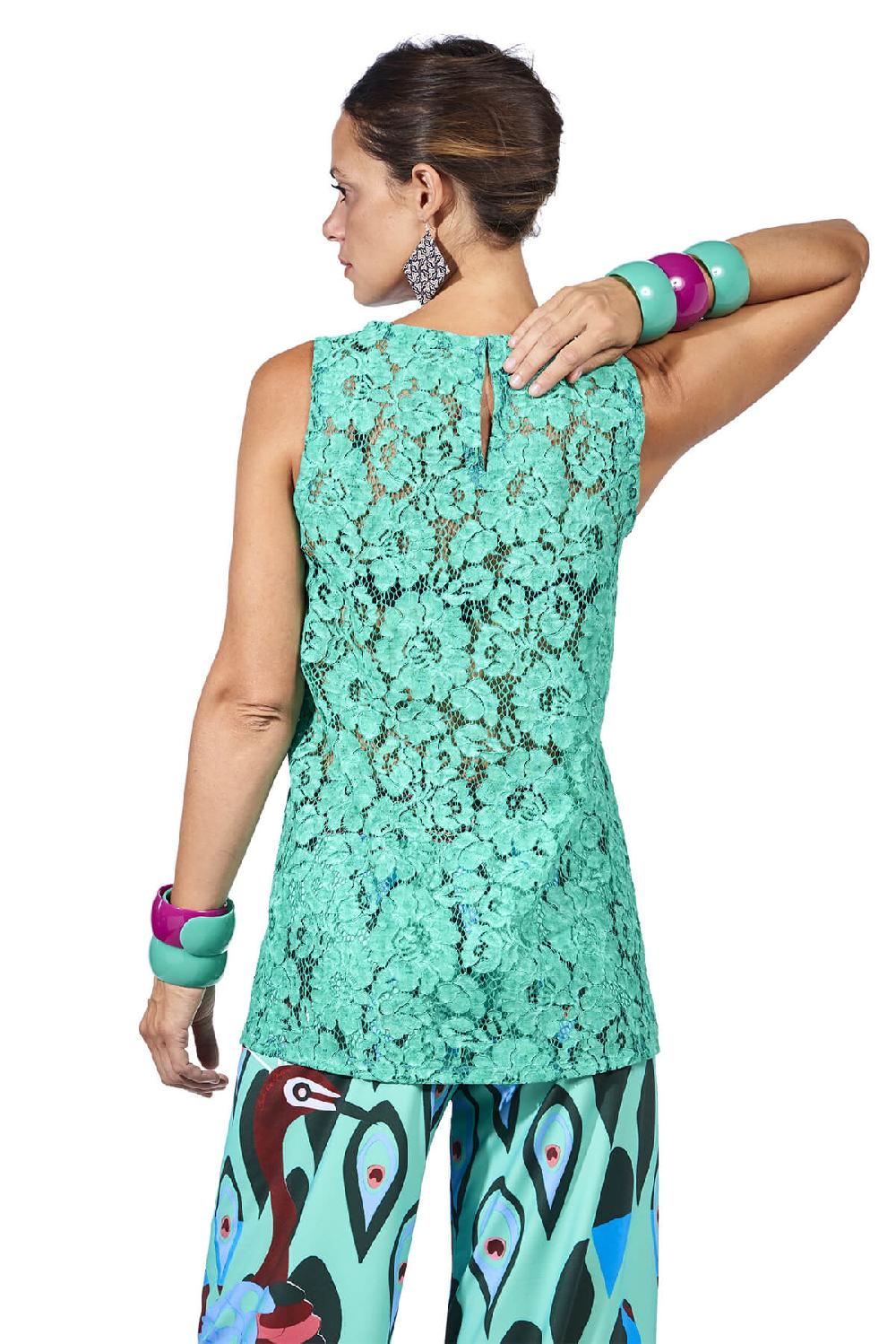 Save The Queen Top in pizzo color verde smeraldo Italy