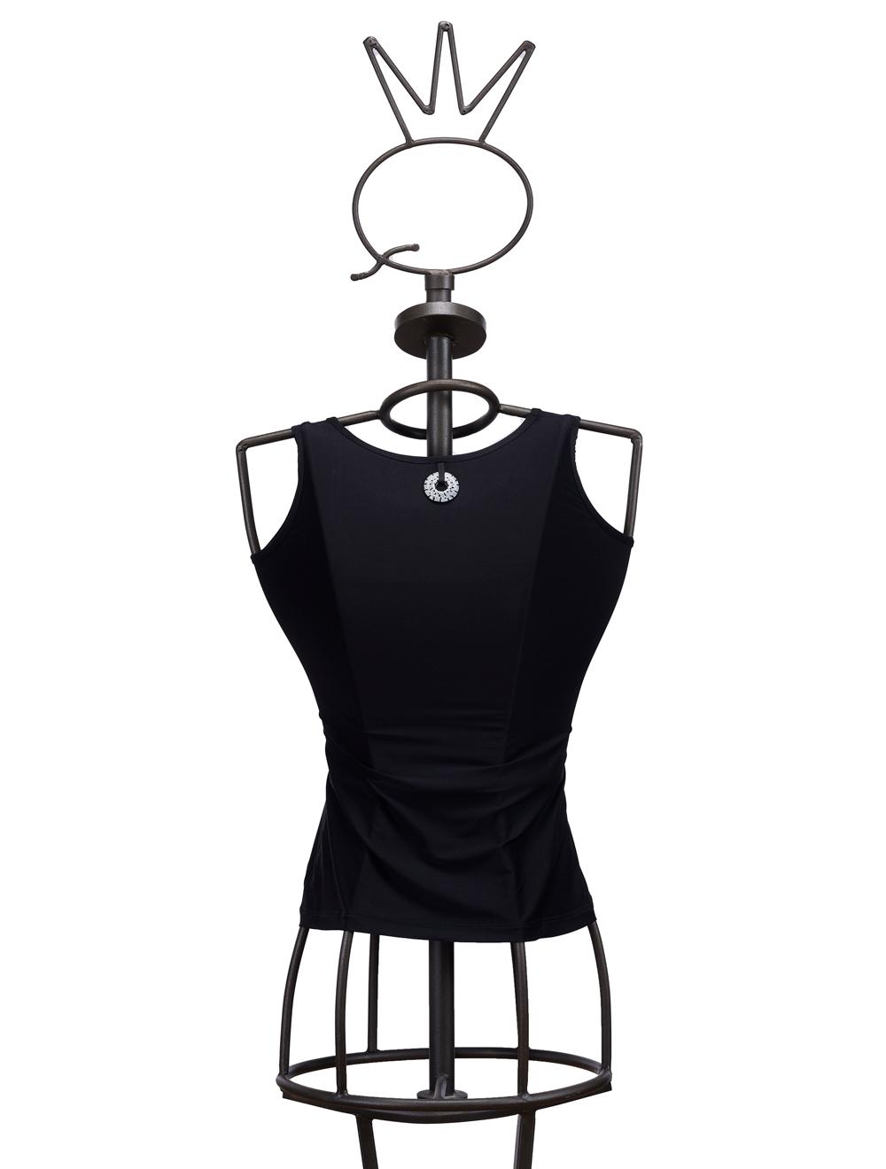 Save The Queen Canotta nera in tessuto stretch con ricamo di paillettes Promozione