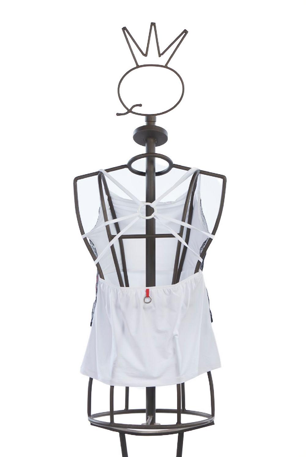 Save The Queen Top bianco con pannello in tulle nero stampato Spedizione Gratuita