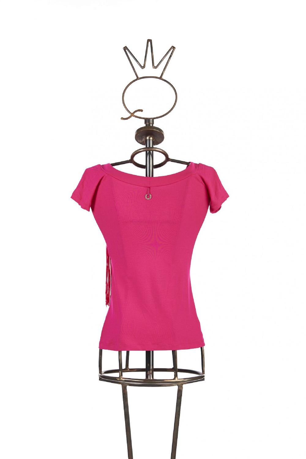 Save The Queen T-shirt fucsia con frange Sconto